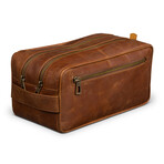 Dual Compartment Leather Dopp Kit // Saddle Brown