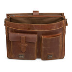 Front Pocket Leather Briefcase // Distressed Brown