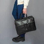 Leather Briefcase Slim 17" // Black