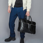 Leather Briefcase Slim 17" // Black