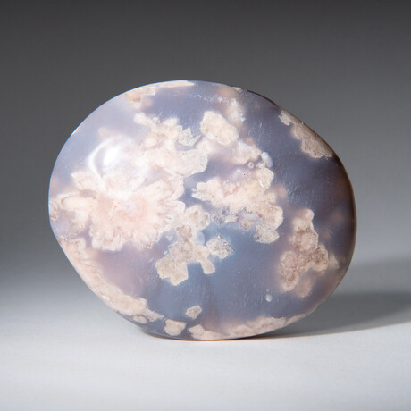 Genuine Polished Flower Agate Palm Stone With Black Velvet Pouch // Large