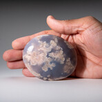 Genuine Polished Flower Agate Palm Stone With Black Velvet Pouch // Large