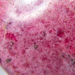 Genuine Polished Imperial Rhodonite Palm Stone With Black Velvet Pouch