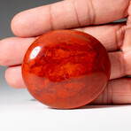Genuine Polished Red Jasper Palm Stone With Black Velvet Pouch