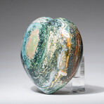 Genuine Polished Ocean Jasper Heart with Acrylic Display Stand // 442.7g