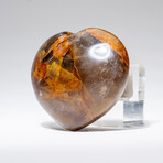 Genuine Polished Smoky Quartz Heart with Black Velvet Pouch // 244.4g