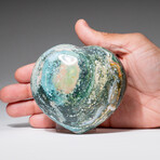Genuine Polished Ocean Jasper Heart with Acrylic Display Stand // 442.7g