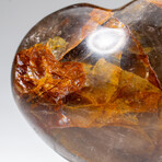 Genuine Polished Smoky Quartz Heart with Black Velvet Pouch // 244.4g