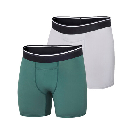 Athletic Fit Boxer Briefs // Pack of 2 // Hunter + Light Gray (S)