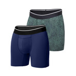 Athletic Fit Boxer Briefs // Pack of 2 // Navy + Rainforest (L)