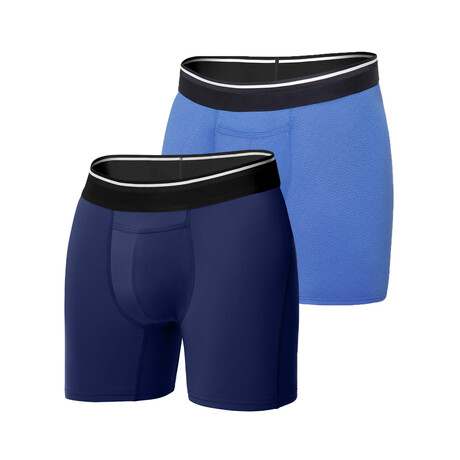 Standard Fit Boxer Briefs // Pack of 2 // Navy + Blue Waves (XS)