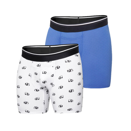 Athletic Fit Boxer Briefs // Pack of 2 // White + Blue Waves (S)