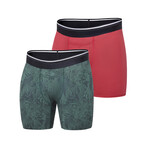 Standard Fit Boxer Briefs // Pack of 2 // Rainforest + Red Waves (XL)