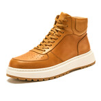 High Top Motorcycle Style Sneakers // Camel (Men's Euro 38)