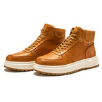 High Top Motorcycle Style Sneakers // Camel (Men's Euro 38)