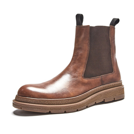 Minimalist Slip On Chelsea Boots // Brown (Men's Euro 38)