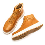 High Top Motorcycle Style Sneakers // Camel (Men's Euro 38)