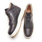 High Top Flowy Layering Sneaker // Black (Men's Euro 38)
