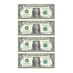 2003 $1 Small Size Federal Reserve Notes // Uncut Sheet of 4 Unissued Notes
