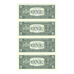 2003 $1 Small Size Federal Reserve Notes // Uncut Sheet of 4 Unissued Notes