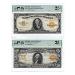 $10 & $20 Large Size Gold Certificate // 1922 & 1906 Set of 2 // PMG Certified Very Fine 25