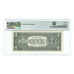 1988 $1 Small Size Federal Reserve Note // Misalignment Error // PMG Certified About Uncirculated 55