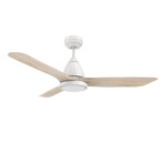 Garrick 52" 3-Blade Smart Ceiling Fan + Led Light Kit // White + White Oak