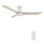 JAARON 52" 3-Blade Smart Ceiling Fan + LED Light Kit // White + White Oak