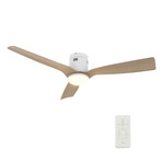 Spezia 52" 3-Blade Smart Ceiling Fan + Led Light Kit // White + Light Wood