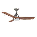 Garrick 52" 3-Blade Smart Ceiling Fan + Led Light Kit // Silver + Red Wood