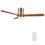 Labelle 52" 3-Blade Smart Ceiling Fan + Led Light Kit // Silver + Red Wood