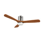 Labelle 52" 3-Blade Smart Ceiling Fan + Led Light Kit // Silver + Red Wood