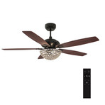 Huntley 56" 5-Blade Crystal Ceiling Fan + Light // Black + Rosewood