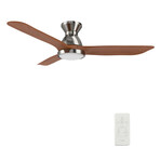 Jaaron 52" 3-Blade Smart Ceiling Fan + Led Light Kit // Silver + Red Wood