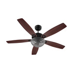 Huntley 56" 5-Blade Crystal Ceiling Fan + Light // Black + Rosewood