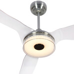 Fletcher 56" 3-Blade Smart Ceiling Fan + Led Light Kit // Silver + Clear