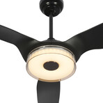 Fletcher 52" 3-Blade Smart Ceiling Fan + Led Light Kit // Black + Black
