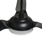 Fletcher 52" 3-Blade Smart Ceiling Fan + Led Light Kit // Black + Black