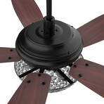 Huntley 56" 5-Blade Crystal Ceiling Fan + Light // Black + Rosewood