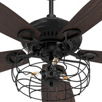 Huntley 52" 5-Blade Vintage Ceiling Fan + Light // Black + Walnut