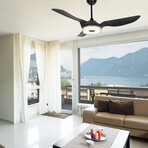 Fletcher 52" 3-Blade Smart Ceiling Fan + Led Light Kit // Black + Black