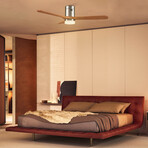 Labelle 52" 3-Blade Smart Ceiling Fan + Led Light Kit // Silver + Red Wood