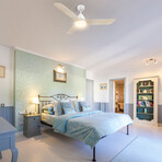 Garrick 52" 3-Blade Smart Ceiling Fan + Led Light Kit // White + White Oak