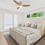 Jaaron 52" 3-Blade Smart Ceiling Fan + Led Light Kit // Silver + Red Wood