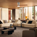 Labelle 52" 3-Blade Smart Ceiling Fan + Led Light Kit // Silver + Red Wood