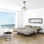 Fletcher 56" 3-Blade Smart Ceiling Fan + Led Light Kit // Silver + Clear