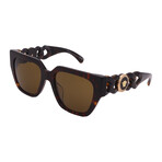 Versace // Unisex VE4409F 180/3 Square Sunglasses // Havana + Dark Brown