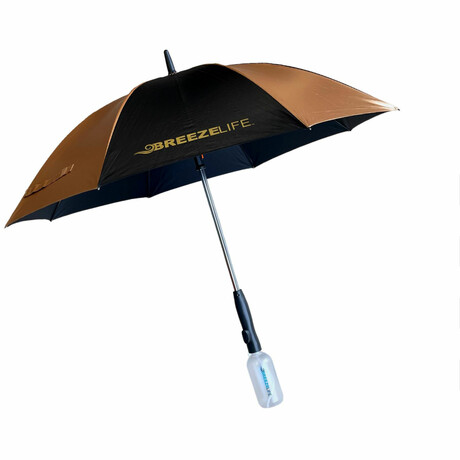 Rechargeable MisterBreeze Misting Umbrella // Black & Gold