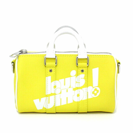 Leather Shoulder Bag // White + Yellow // Store Display