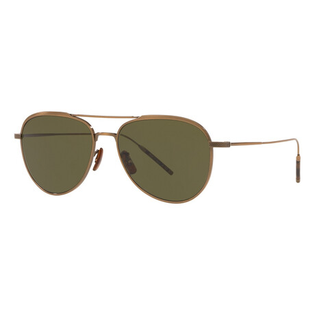 Oliver Peoples // Men's TK-3 OV1276ST-528452-53 Sunglasses // Antique Gold + Green